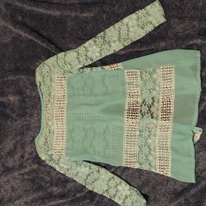 Mint colored lacy blouse